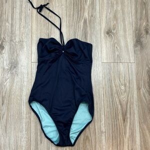 J. crew navy one piece 6 long torso bathing suit